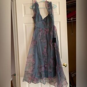 Lulus Floral Chiffon Dress with Ruffle Straps